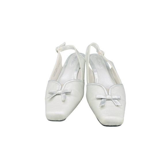 🤍 Easy street Slingback Kitten Heel silver Bow Square Toe Women’s 8.5W Formal - Picture 4 of 8